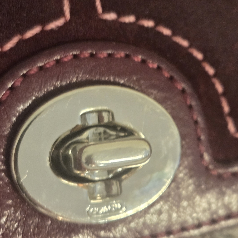 Coach Burgundy and Tweed Wristlet -used - Picture 14 of 16